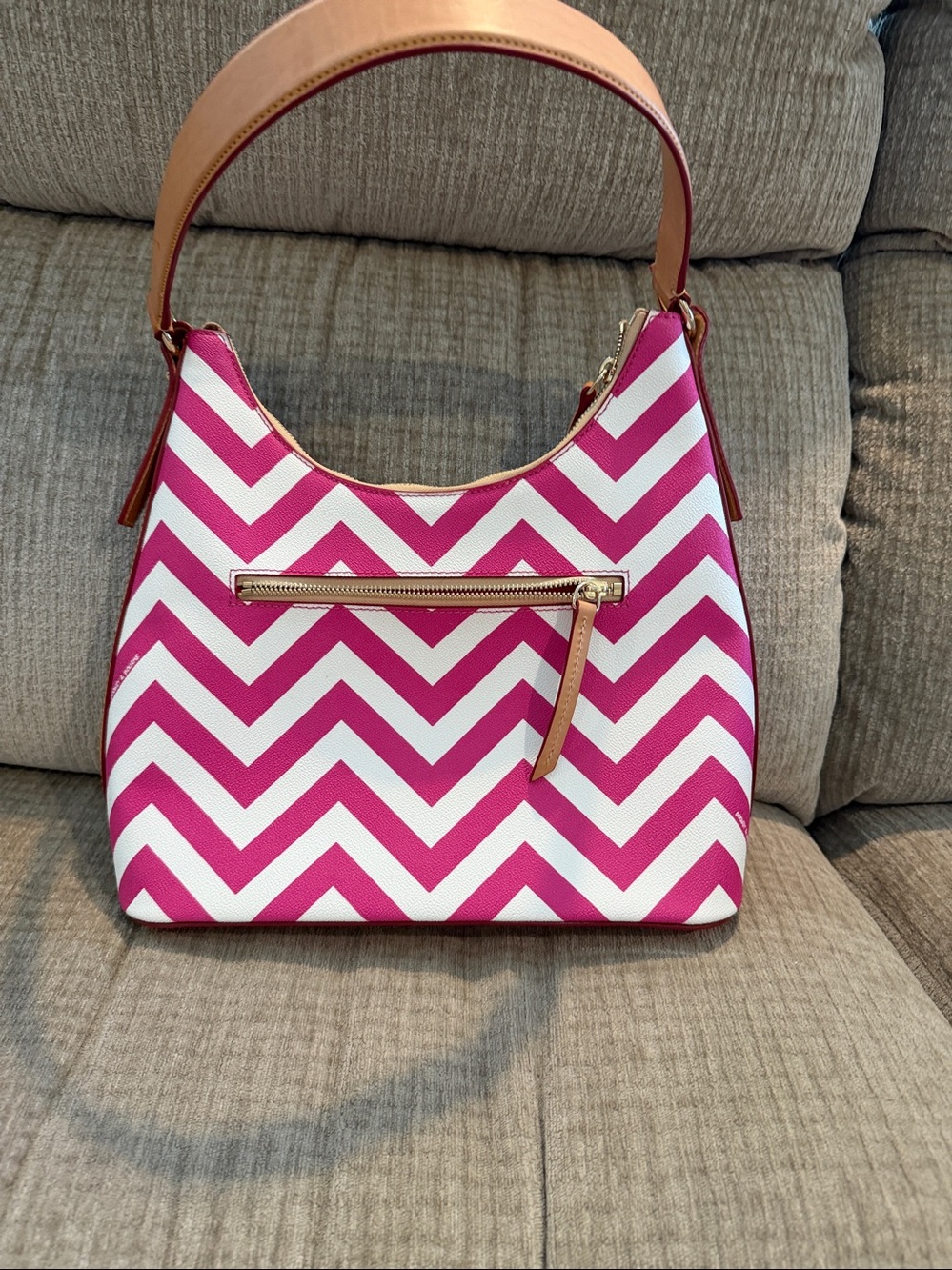 Dooney and Burke Chevron, hobo bag and pink and white zigzag - Picture 6 of 12